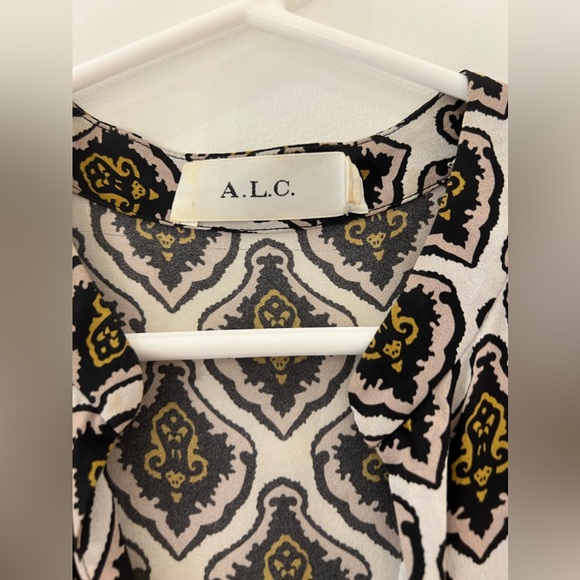 A.L.C GREY/YELLOW SILK PRINTED DRESS - Picture 3 of 4